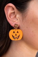Load image into Gallery viewer, Shimmer Pumpkin Earrings