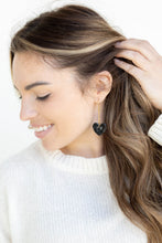 Load image into Gallery viewer, Mina Heart Earrings - Black